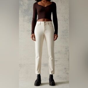 Pacsun Jeans Womens 31 Irish Cream Stretch Mom High Rise Straight Leg Denim NEW